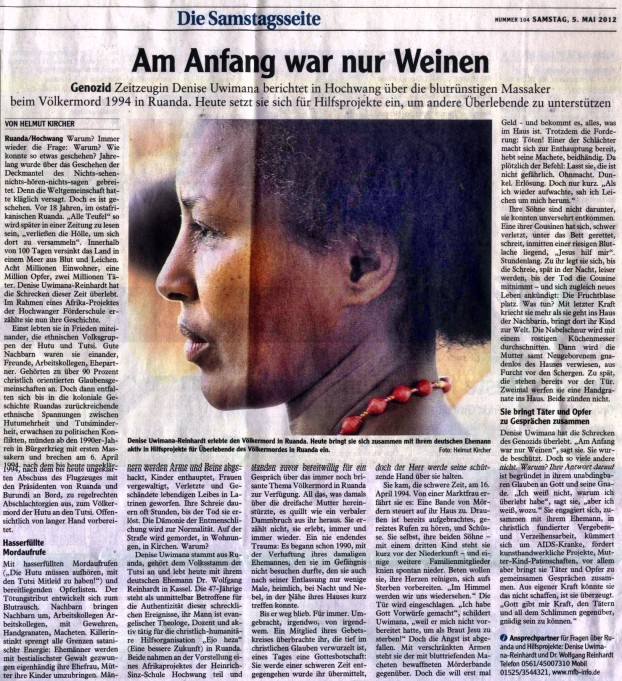 Am Anfang war nur Weinen, Günzburger Zeitung, 5. Mai 2012