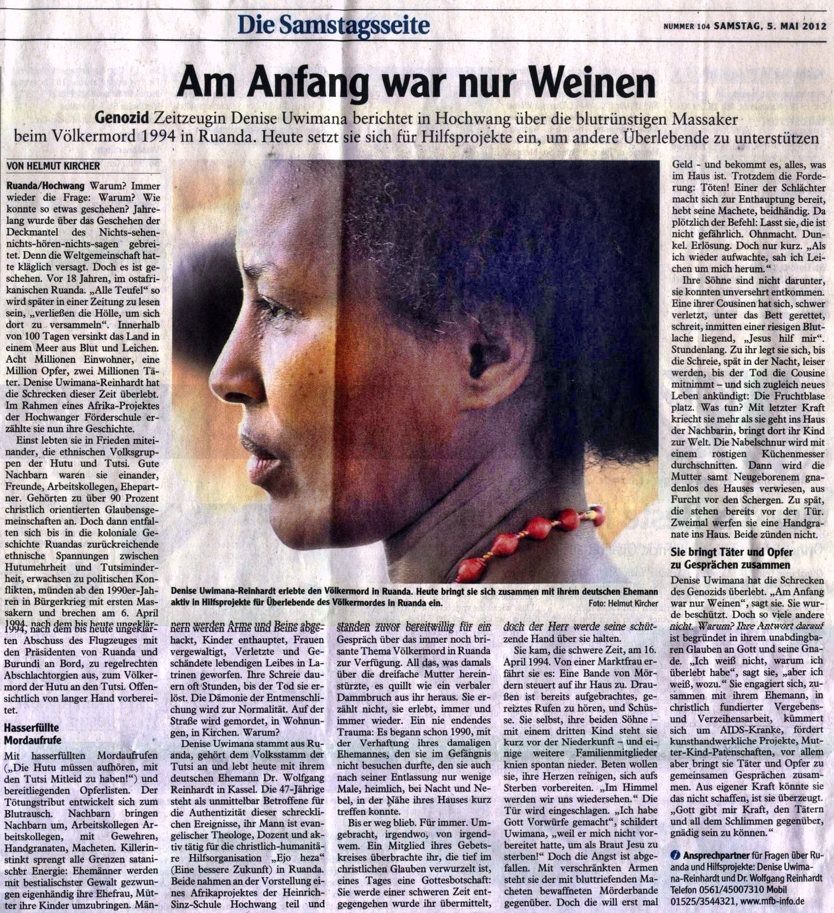 Am Anfang war nur Weinen, Günzburger Zeitung, 5. Mai 2012