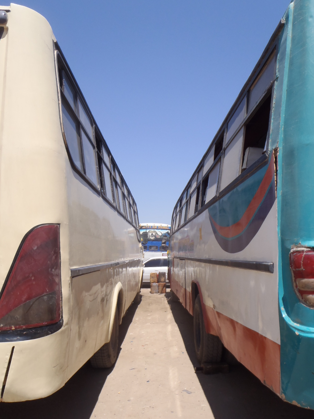 Bunt bemalte Busse transportieren uns in alle Teile des Landes